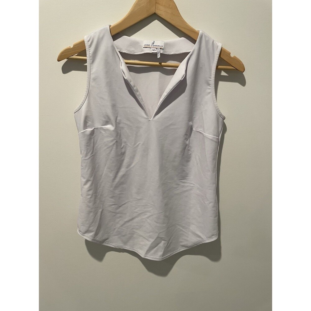 JUDE CONNALLY $118 Smooth Stretch Solid White V-Neck Casual Tank Top Size XS